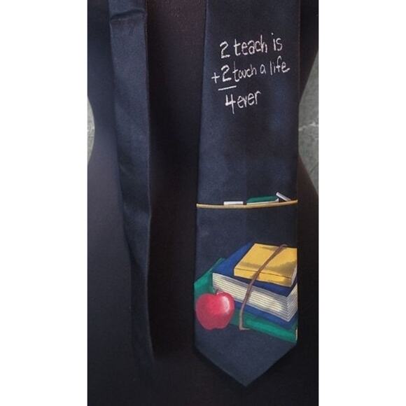 Ralph Marlin Vintage Teacher Tie • “2 Teach Is 2 Touch Lives 4 Ever” • EUC - Picture 1 of 6